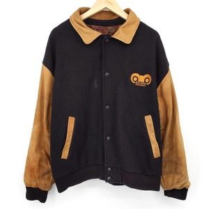 Big Nine Outfitters Elk Varsity Letterman Jacket Wool Leather Hunting Vintage XL